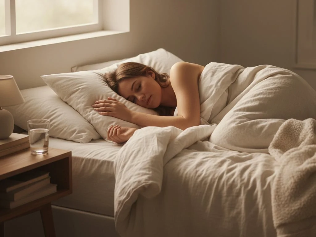 woman sleeping on her side in bed