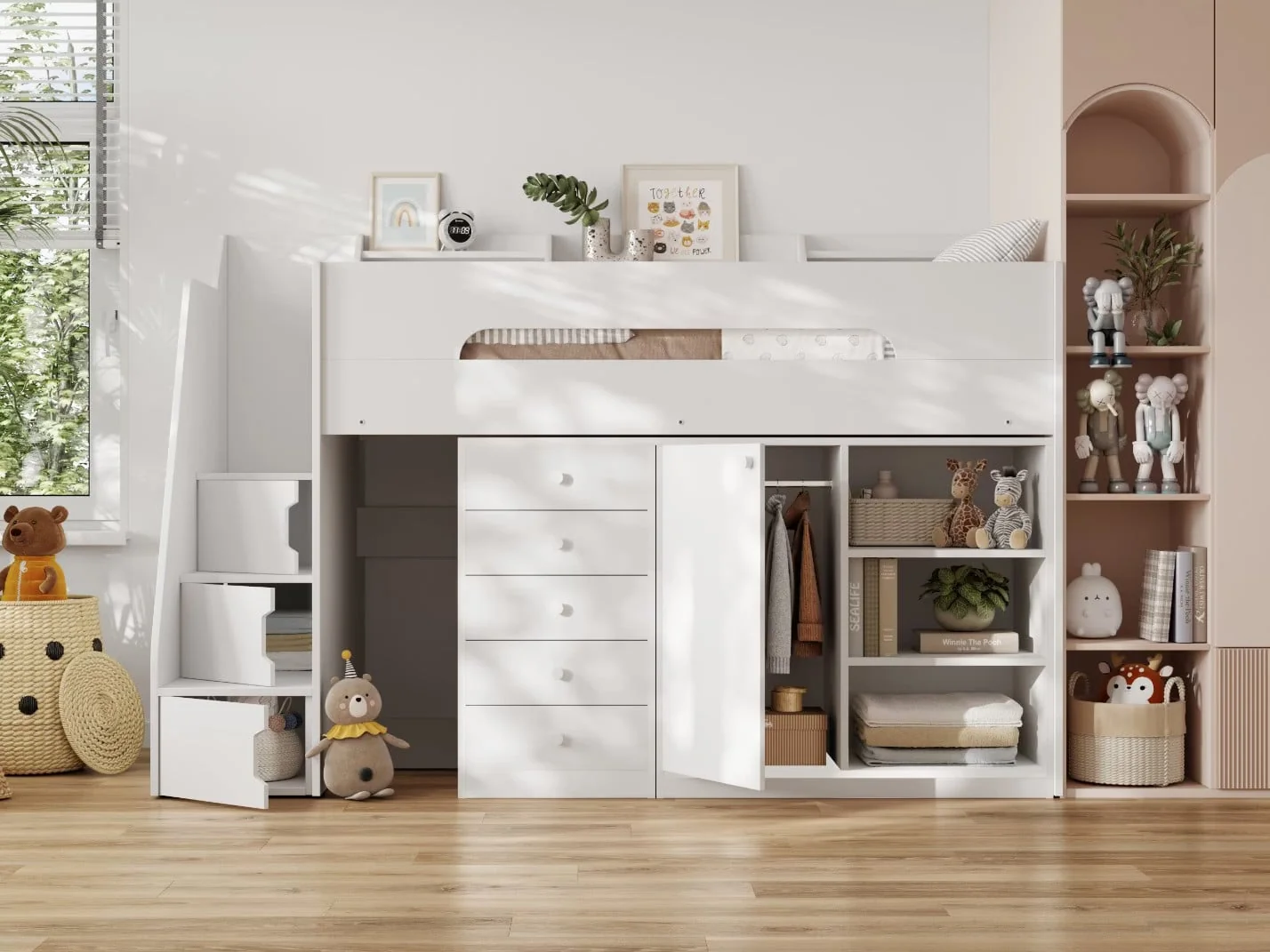 kids storage high sleeper bed with staircase