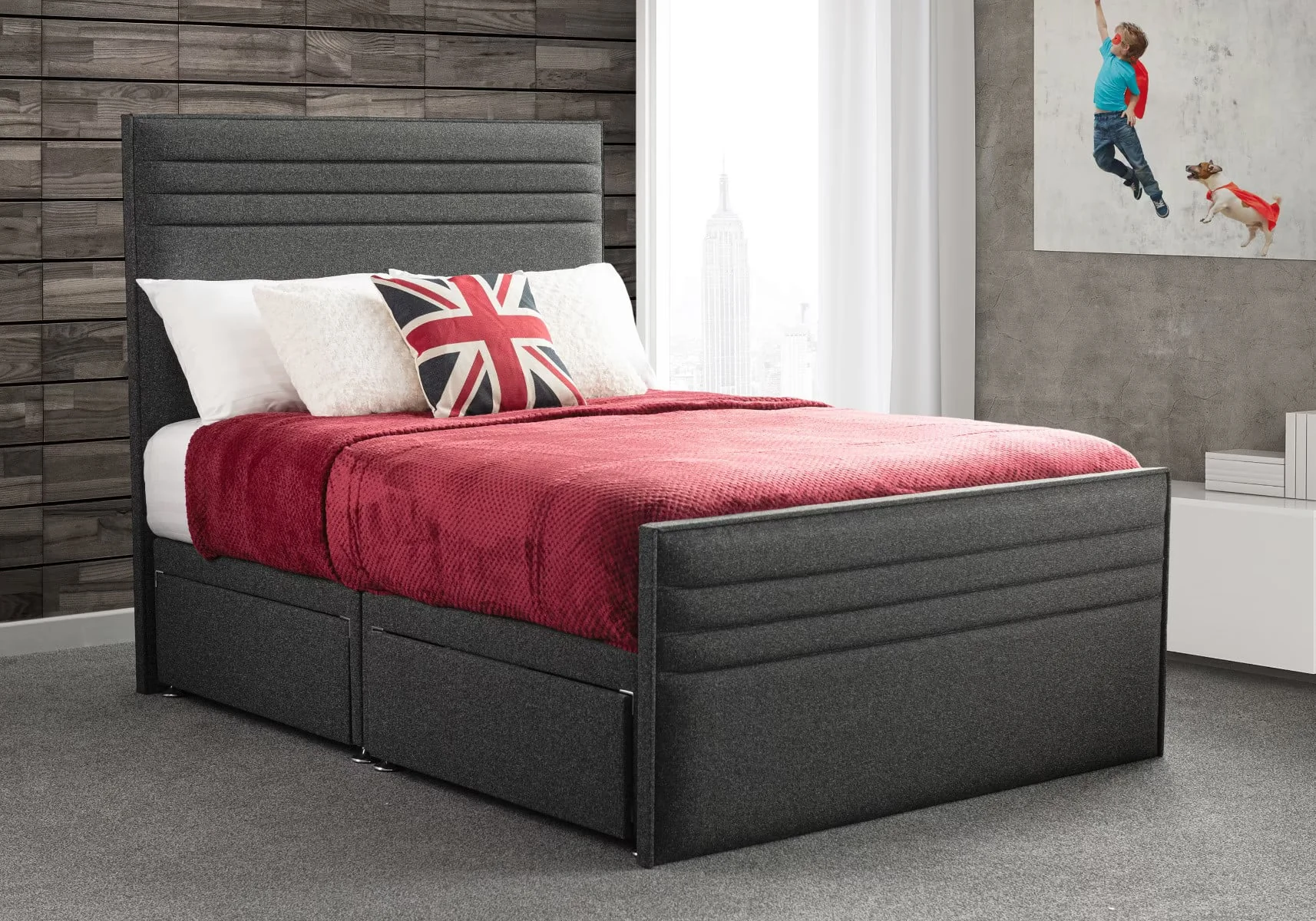 grey divan bed