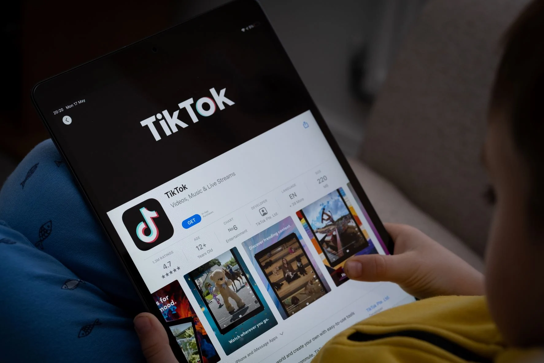 Tik tok on childs tablet