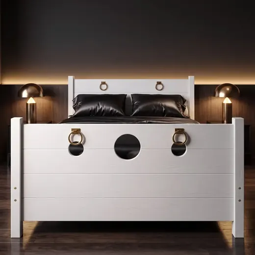 The Sovereign Bed with the panels swapped and the restraint rings revealed